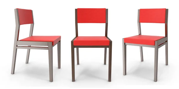 Beyaz izole arkaplanda kumaşı ve gölgeli 3D işlemeli modern vintage sandalye ve koltuk
