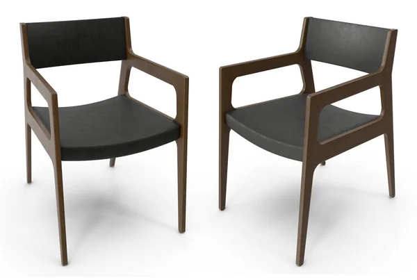 Μοντέρνα Vintage Καρέκλα Και Πολυθρόνα Ύφασμα Λευκό Απομονωμένο Φόντο Σκιές — Φωτογραφία Αρχείου