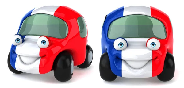 Car Cartoon Character Poses Set White Isolated Background Rendering — Stock Photo, Image