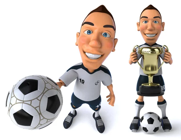 Fußballspieler Cartoon Figur Posiert Auf Weißem Isoliertem Hintergrund Rendering — Stockfoto