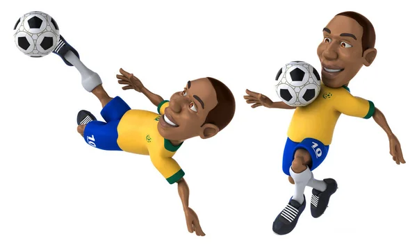 足球运动员卡通人物的姿势设置在白色孤立的背景下3D渲染 — 图库照片