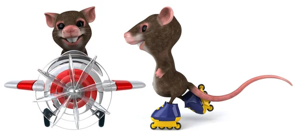 Funny Mice Cartoon Character Poses Set White Isolated Background Rendering — Stock Photo, Image