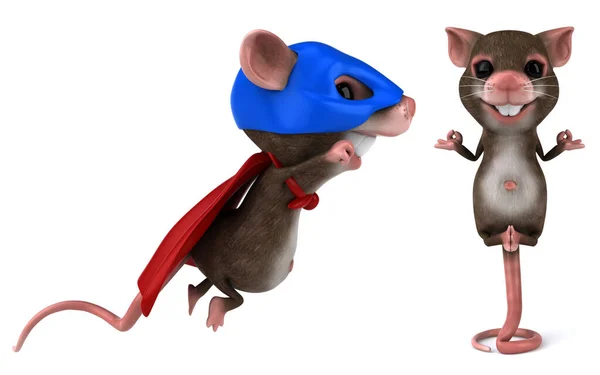 Funny Mice Cartoon Character Poses Set White Isolated Background Rendering — Stock Photo, Image