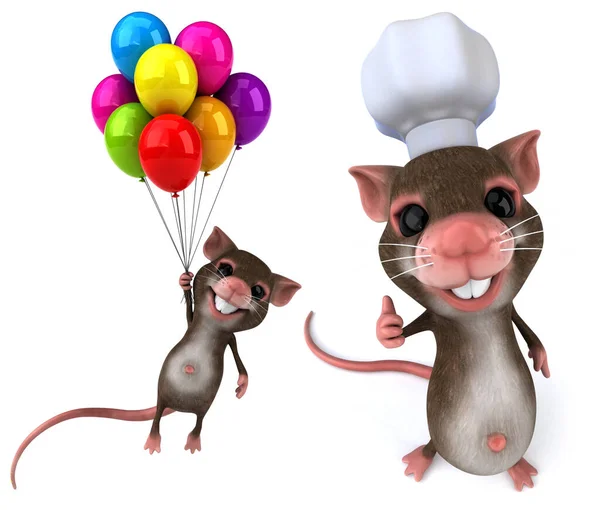 Vicces Egerek Rajzfilm Karakter Pózol Beállított Fehér Elszigetelt Háttér Renderelés — Stock Fotó