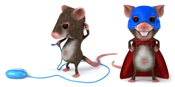 Funny Mice Cartoon Character Poses Set White Isolated Background Rendering — Stock Photo, Image