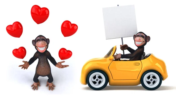 Funny Monkey Cartoon Character Poses Set White Isolated Background Rendering — Stock Photo, Image