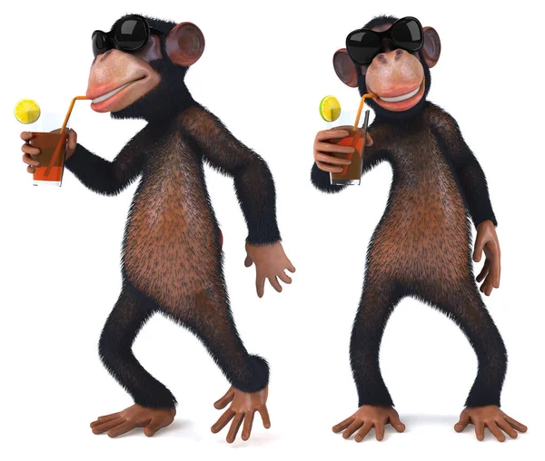 Engraçado Macaco Desenho Animado Personagem Poses Definido Fundo Isolado Branco — Fotografia de Stock