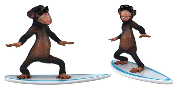 Engraçado Macaco Desenho Animado Personagem Poses Definido Fundo Isolado Branco — Fotografia de Stock