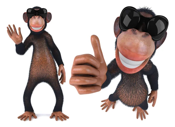 Lustige Affen Cartoon Figur Posiert Auf Weißem Isolierten Hintergrund Rendering — Stockfoto