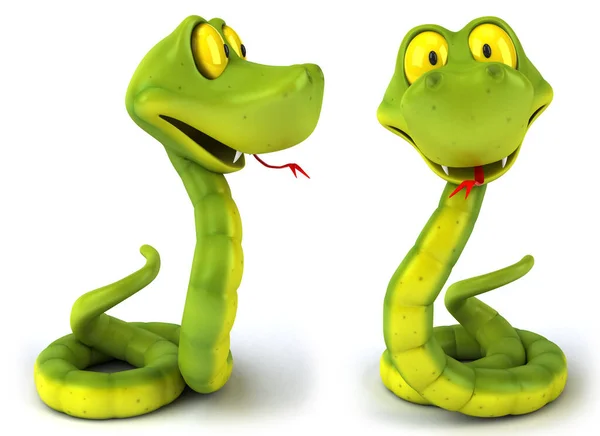 Snake Cartoon Character Poses Set White Isolated Background Rendering — Stock Photo, Image