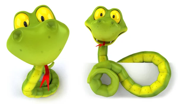 Snake Cartoon Character Poses Set White Isolated Background Rendering — Stock Photo, Image