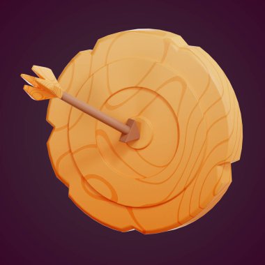 Okul ve Eğitim hedef karikatür simgesi izole edilmiş arkaplan 3d görüntüleme üzerine ayarlandı