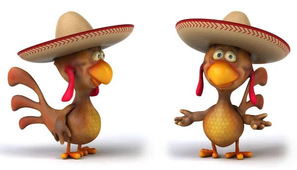 Cartoon Funny Chicken Poses Set White Isolated Background Rendering — Stock Photo, Image