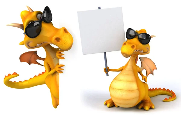 Cartoon Lustige Drachen Posen Auf Weißem Isolierten Hintergrund Rendering — Stockfoto