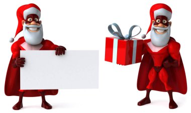 karikatür komik noel baba poz beyaz izole arkaplan 3D görüntüleme