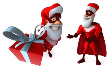 karikatür komik noel baba poz beyaz izole arkaplan 3D görüntüleme