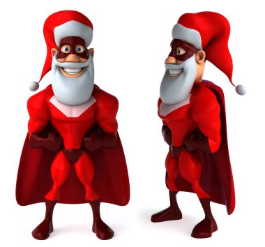 karikatür komik noel baba poz beyaz izole arkaplan 3D görüntüleme
