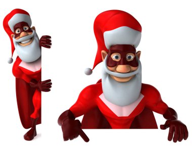 karikatür komik noel baba poz beyaz izole arkaplan 3D görüntüleme