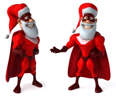 karikatür komik noel baba poz beyaz izole arkaplan 3D görüntüleme