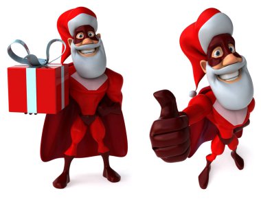 karikatür komik noel baba poz beyaz izole arkaplan 3D görüntüleme