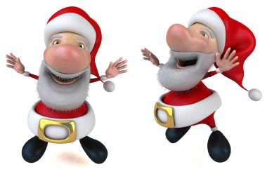 karikatür komik noel baba poz beyaz izole arkaplan 3D görüntüleme
