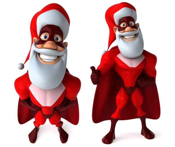 Cartone Animato Divertente Babbo Natale Pose Impostato Sfondo Bianco Isolato — Foto Stock