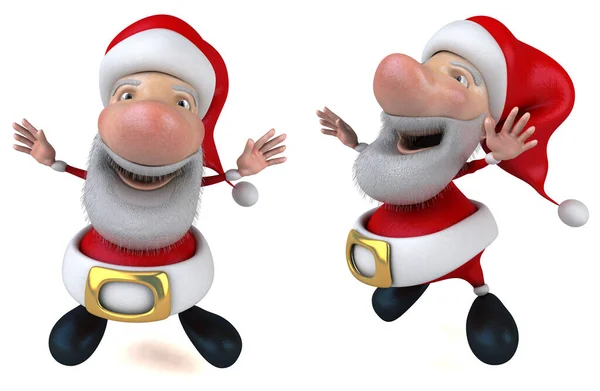 Rajzfilm Vicces Santa Claus Pózol Beállított Fehér Elszigetelt Háttér Renderelés — Stock Fotó