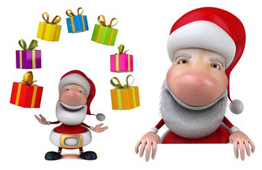 karikatür komik noel baba poz beyaz izole arkaplan 3D görüntüleme