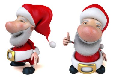 karikatür komik noel baba poz beyaz izole arkaplan 3D görüntüleme
