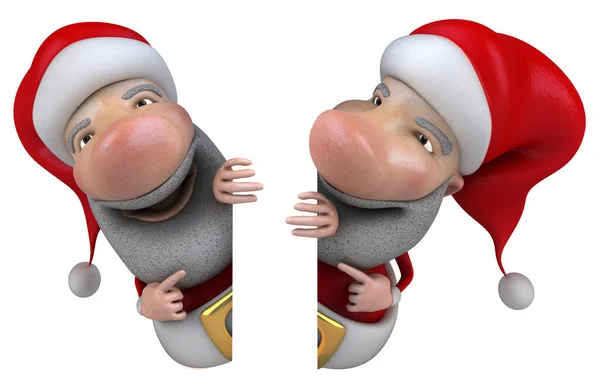 Cartoon Grappig Santa Claus Stelt Zich Wit Geïsoleerde Achtergrond Rendering Stockfoto