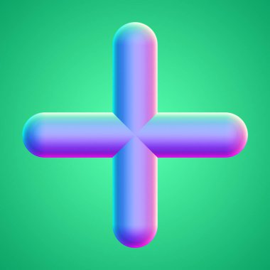 İzole edilmiş arkaplan 3d görüntüleme üzerinde holografik renkli şekil simgesi