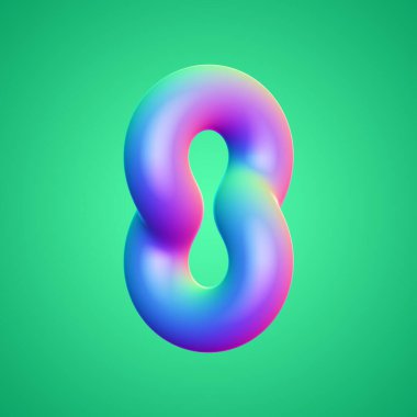 İzole edilmiş arkaplan 3d görüntüleme üzerinde holografik renkli şekil simgesi