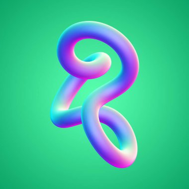 İzole edilmiş arkaplan 3d görüntüleme üzerinde holografik renkli şekil simgesi