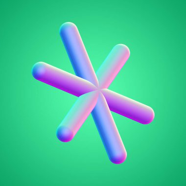 İzole edilmiş arkaplan 3d görüntüleme üzerinde holografik renkli şekil simgesi