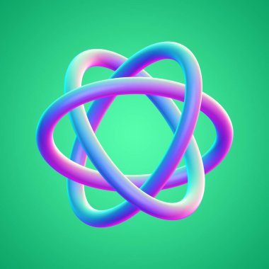 İzole edilmiş arkaplan 3d görüntüleme üzerinde holografik renkli şekil simgesi