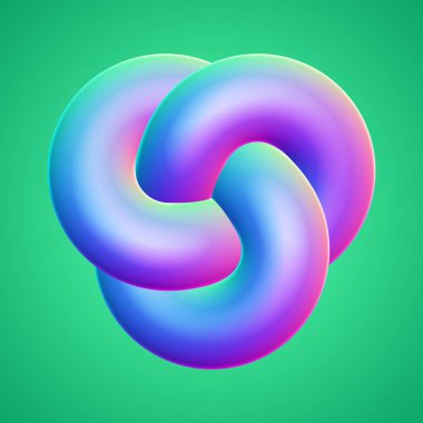 İzole edilmiş arkaplan 3d görüntüleme üzerinde holografik renkli şekil simgesi