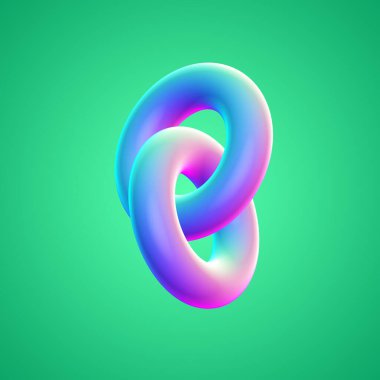 İzole edilmiş arkaplan 3d görüntüleme üzerinde holografik renkli şekil simgesi