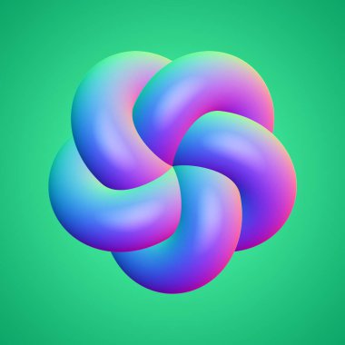 İzole edilmiş arkaplan 3d görüntüleme üzerinde holografik renkli şekil simgesi