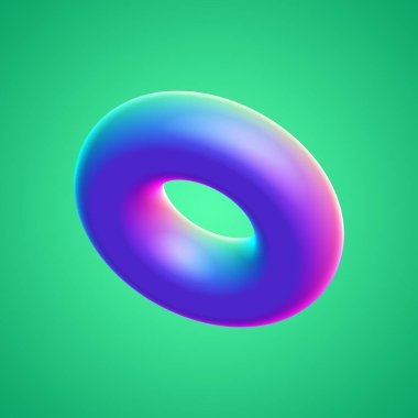 İzole edilmiş arkaplan 3d görüntüleme üzerinde holografik renkli şekil simgesi