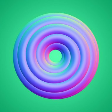 İzole edilmiş arkaplan 3d görüntüleme üzerinde holografik renkli şekil simgesi