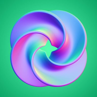 İzole edilmiş arkaplan 3d görüntüleme üzerinde holografik renkli şekil simgesi