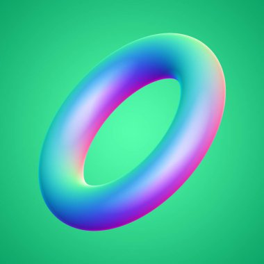 İzole edilmiş arkaplan 3d görüntüleme üzerinde holografik renkli şekil simgesi