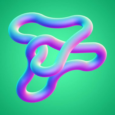 İzole edilmiş arkaplan 3d görüntüleme üzerinde holografik renkli şekil simgesi