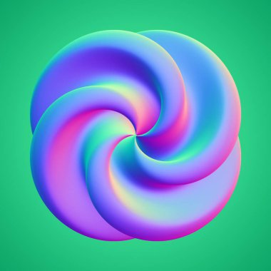 İzole edilmiş arkaplan 3d görüntüleme üzerinde holografik renkli şekil simgesi