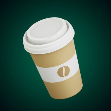 İzole edilmiş arka planda en az simge olan kahve yiyecekler 3D görüntüleme