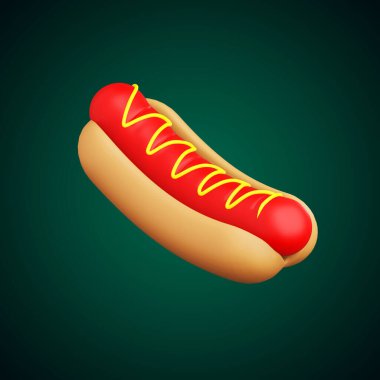 İzole edilmiş arkaplan 3d görüntüleme üzerinde HOTDOG yiyecek minimal simgesi