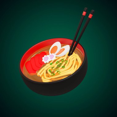 ramen yemek minimal simgesi izole arkaplan 3D görüntüleme