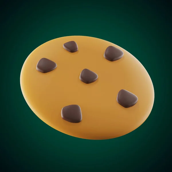Cookies Comida Ícone Mínimo Fundo Isolado Renderização — Fotografia de Stock