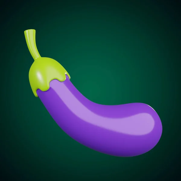 Aubergine Voedsel Minimaal Pictogram Geïsoleerde Achtergrond Rendering — Stockfoto