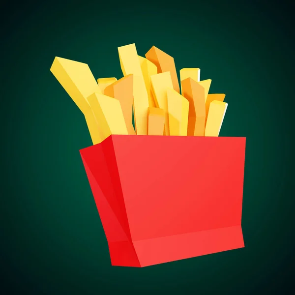 Pommes Essen Minimales Symbol Auf Isoliertem Hintergrund Rendering — Stockfoto